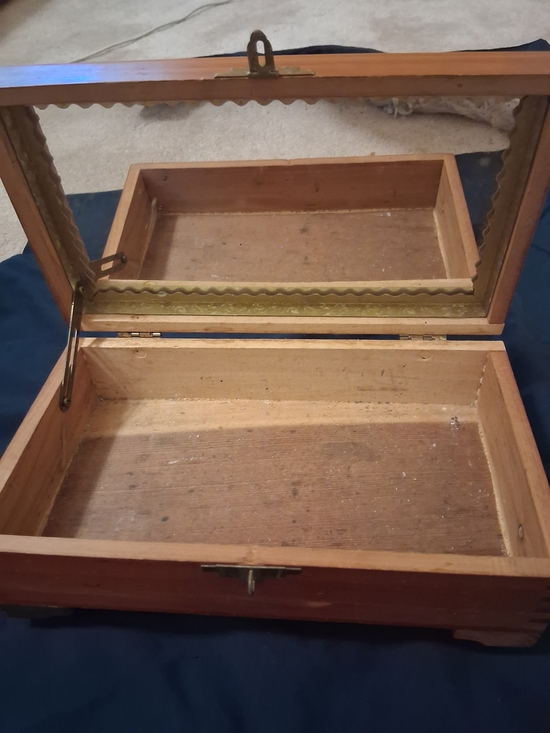 Other - Wooden Jewelry Box with Mirror